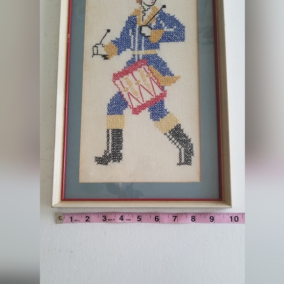 Vintage Framed with Glass Cross Stitch Drummer Minuteman 1776 - Picture 7 of 9